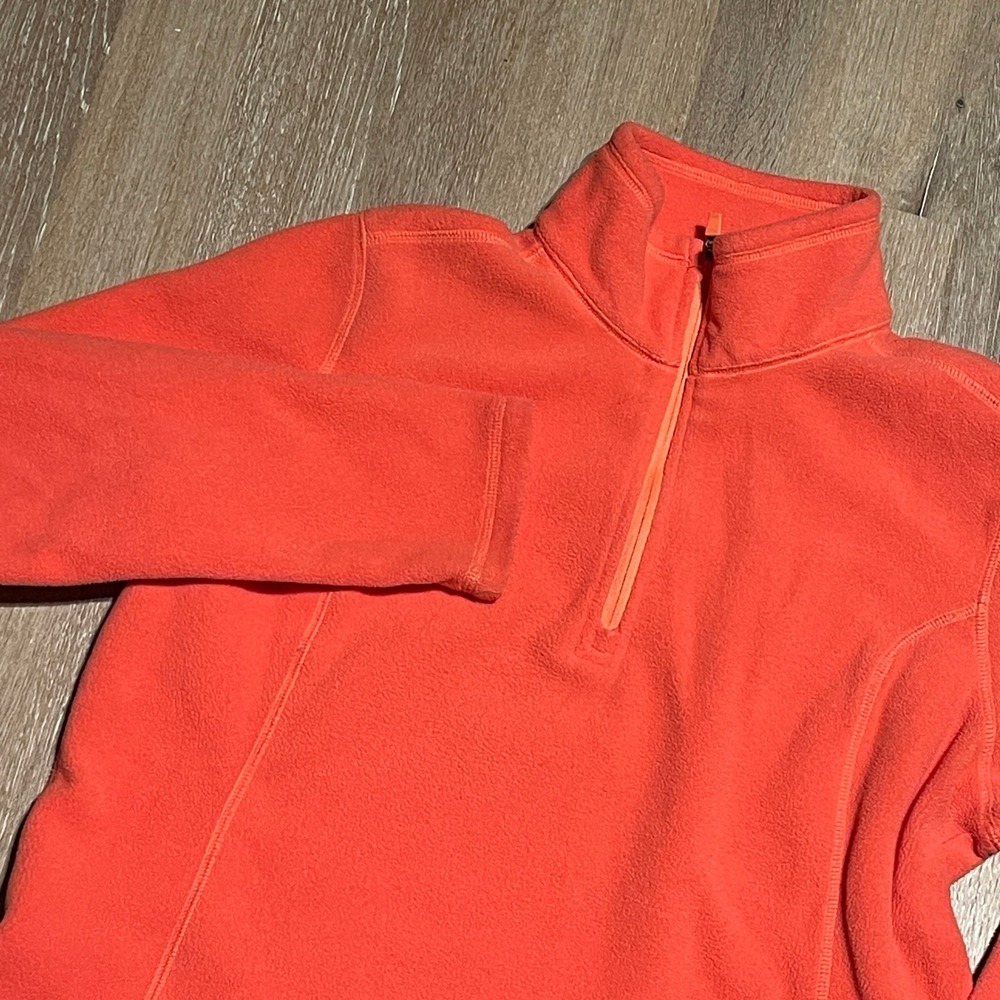 Eddie‎ Bauer Women's Fleece Pullover Jacket Size M Orange Salmon Polartec EUC